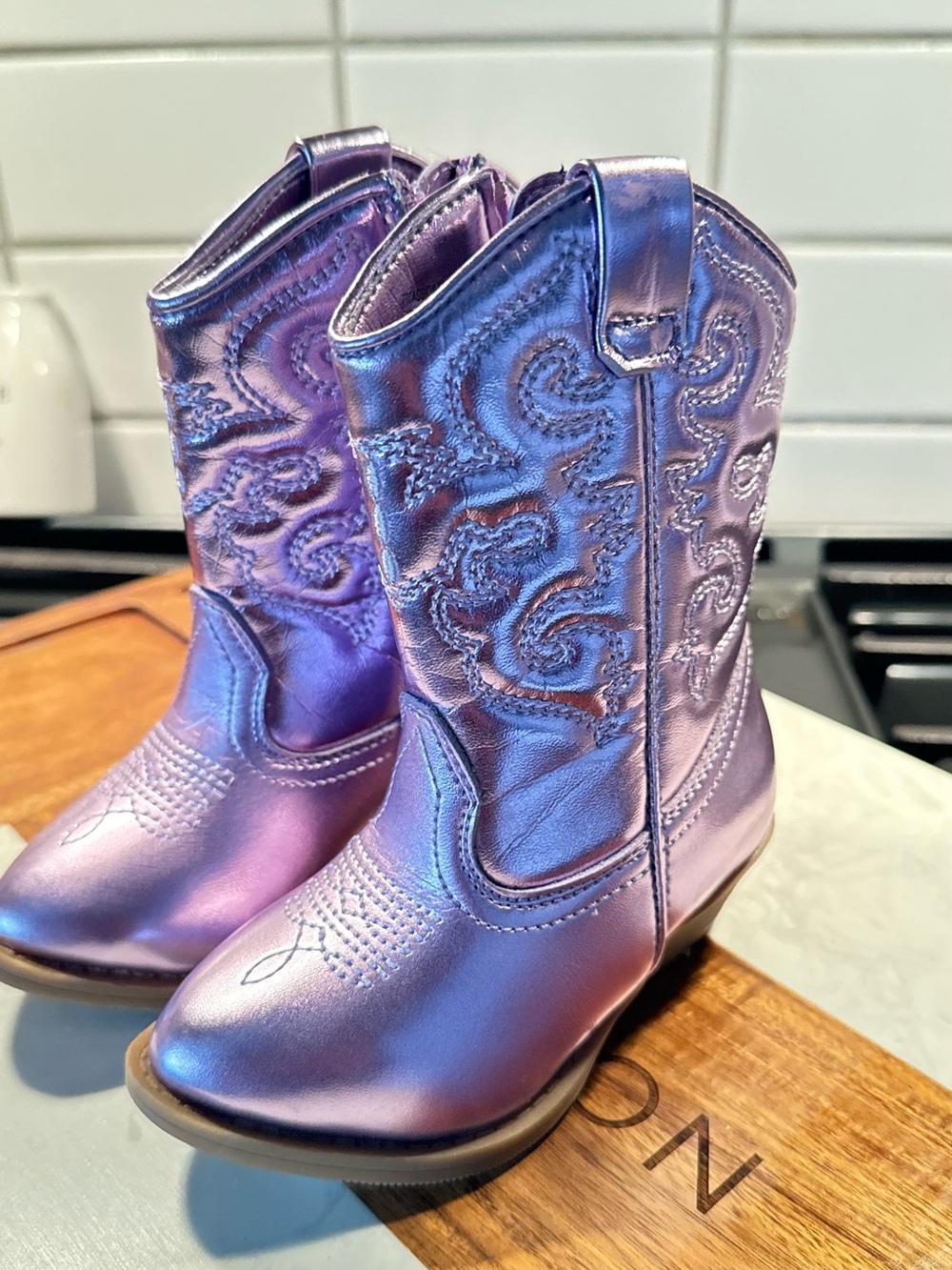 Mini Melissa Girs size 6' Iridescent Purple Cowboy Boots - Kids